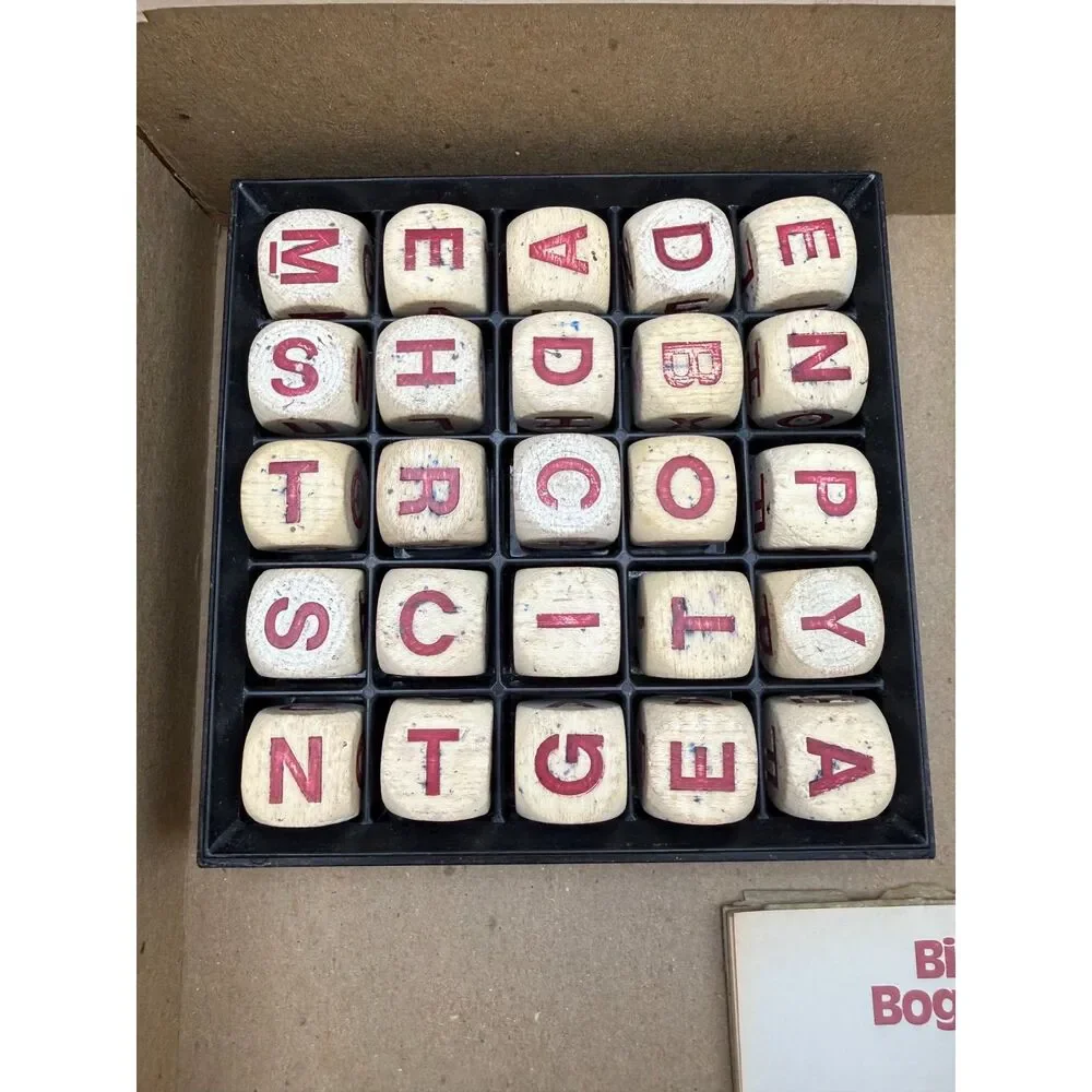 Vintage 1979 Big Boggle Game Parker Brothers Wood Cubes Parts/Read Description